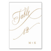 Gold Luxury Calligraphy Wedding Number 12, Tischnummer (Vorderseite)