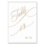 Gold Luxury Calligraphy Wedding Number 13, Tischnummer (Rückseite)