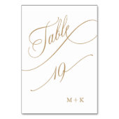 Gold Luxury Calligraphy Wedding Number 19, Tischnummer (Vorderseite)