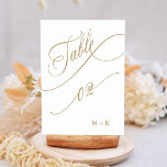 Gold Luxury Calligraphy Wedding Number 2, Tischnummer<br><div class="desc">Tabelle 2. Bitte Karo alle verfügbaren Nummern. | Luxuriöse und elegante Wirble Kalligraphie Hochzeit Tischnummer mit Ihren Initialen. Für eine weiter gehende Anpassung dieses Designs klicken Sie bitte auf den BUTTON BLAU DESIGN TOOL oben!</div>