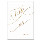 Gold Luxury Calligraphy Wedding Number 6, Tischnummer (Vorderseite)