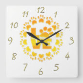 Gold Luxury decoration dog paw shiny print wsp Quadratische Wanduhr (Vorderseite)