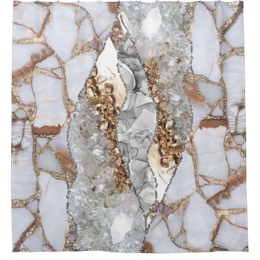 Gold Luxury Elegant Liquid Texture Duschvorhang (Vorderseite)