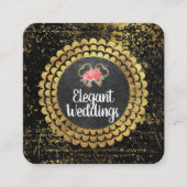 Gold Luxury Elegante Floral und Keys Quadratische Visitenkarte (Vorderseite)