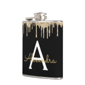 Gold Luxury Glitzer Glam Monogram Name Flachmann (Links)