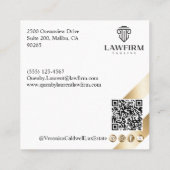 Gold Luxury Lawyer Law Firm Photo Monogram Luxe Quadratische Visitenkarte (Rückseite)