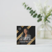 Gold Luxury Lawyer Law Firm Photo Monogram Luxe Quadratische Visitenkarte (Stehend Vorderseite)