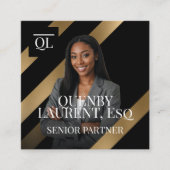 Gold Luxury Lawyer Law Firm Photo Monogram Luxe Quadratische Visitenkarte (Vorderseite)