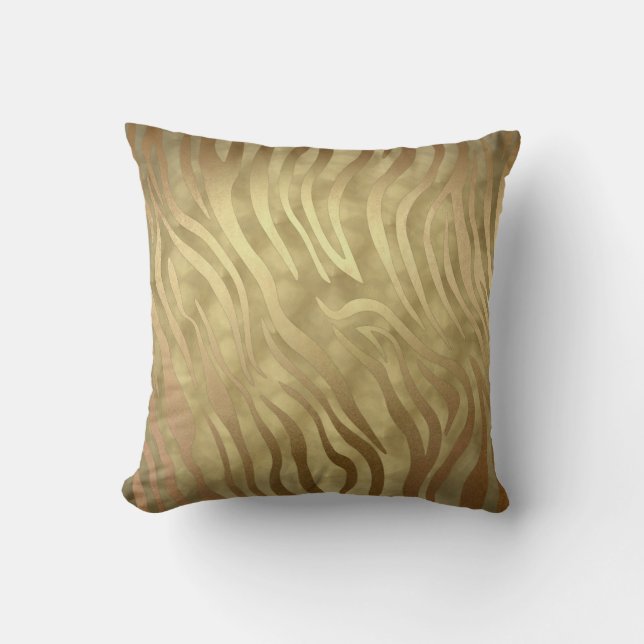 Gold Luxury Luxury Zebra Jungle Safari Glam Kissen (Vorderseite)