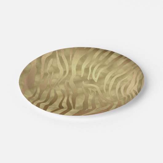 Gold Luxury Luxury Zebra Jungle Safari Glam Pappteller (Schrägansicht)