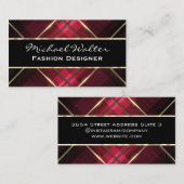 Gold Luxury Metallic Lines | Rote Streifen Visitenkarte (Vorne/Hinten)