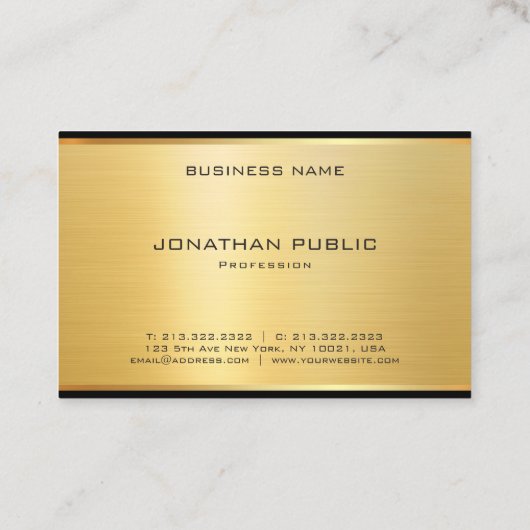 Gold Luxury Modern Look Glamour Template Elegant Visitenkarte (Rückseite)