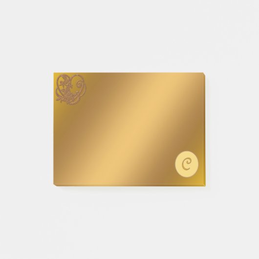 Gold Luxury Monogram C Post-it Klebezettel (Vorderseite)