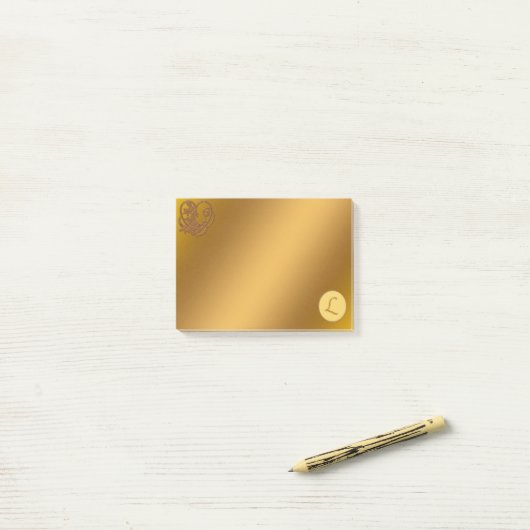 Gold Luxury Monogram L Post-it Klebezettel (Auf Schreibtisch)