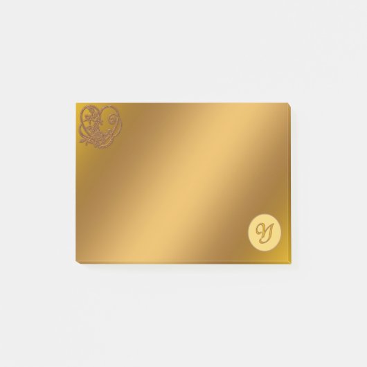 Gold Luxury Monogram Y Post-it Klebezettel (Vorderseite)