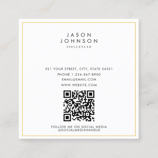 Gold Luxury Number & Currency Influencer-Foto Quadratische Visitenkarte (Rückseite)