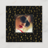 Gold Luxury Number Currency Influencer Foto Quadratische Visitenkarte (Vorderseite)