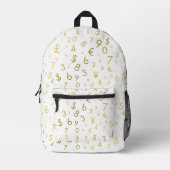 Gold Luxury Numbers & Currency Symbols Muster Bedruckter Rucksack (Vorderseite)