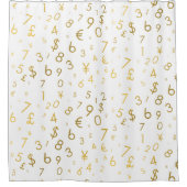 Gold Luxury Numbers & Currency Symbols Muster Duschvorhang (Vorderseite)