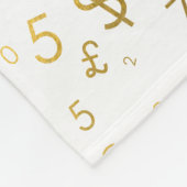 Gold Luxury Numbers & Currency Symbols Muster Fleecedecke (Ecke)