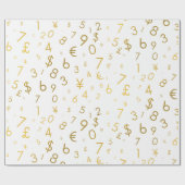 Gold Luxury Numbers & Currency Symbols Muster Geschenkpapier (Flach)