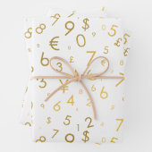 Gold Luxury Numbers & Currency Symbols Muster Geschenkpapier Set (Beispiel)