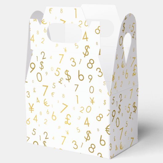 Gold Luxury Numbers & Currency Symbols Muster Geschenkschachtel (Geöffnet)