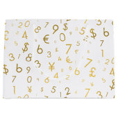 Gold Luxury Numbers & Currency Symbols Muster Große Geschenktüte (Vorderseite)
