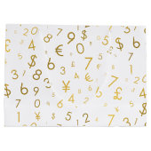 Gold Luxury Numbers & Currency Symbols Muster Große Geschenktüte (Rückseite)