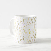 Gold Luxury Numbers & Currency Symbols Muster Kaffeetasse (Vorderseite Links)