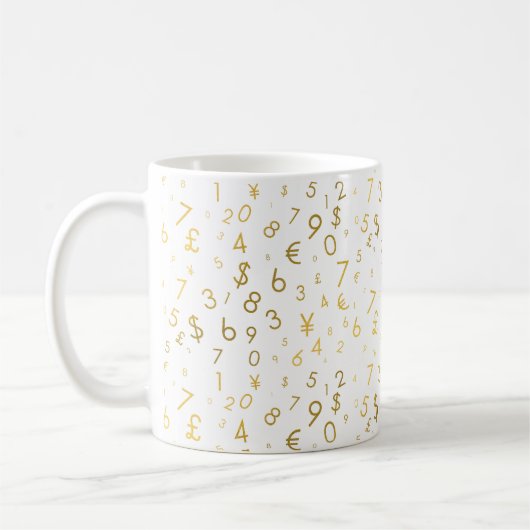 Gold Luxury Numbers & Currency Symbols Muster Kaffeetasse (Links)