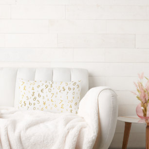 Gold Luxury Numbers & Currency Symbols Muster Lendenkissen