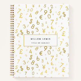 Gold Luxury Numbers & Currency Symbols Muster Notizblock
