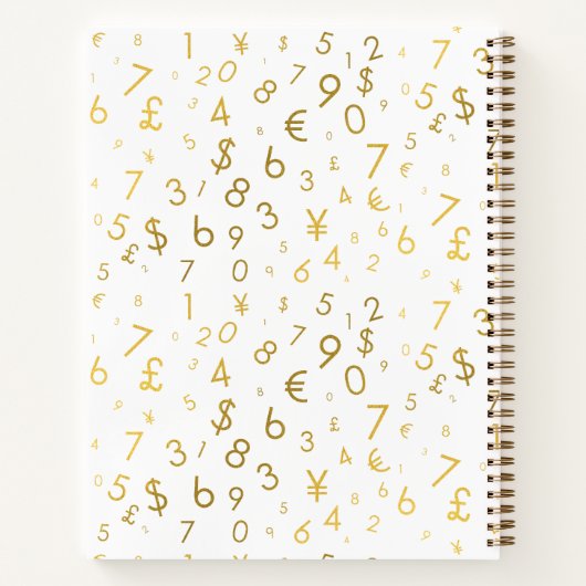 Gold Luxury Numbers & Currency Symbols Muster Notizblock (Rückseite)