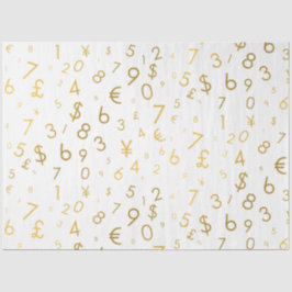 Gold Luxury Numbers & Currency Symbols Muster Seidenpapier