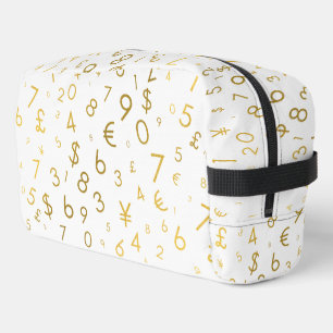 Gold Luxury Numbers & Currency Symbols Muster Waschbeutel