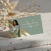 Gold Luxury Real Estate Agent Photo Monogram Luxe Visitenkarte