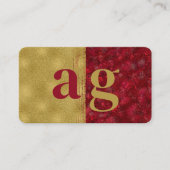 Gold Luxury Ruby Monogram QR Code Social Media Visitenkarte (Vorderseite)