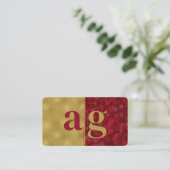 Gold Luxury Ruby Monogram QR Code Social Media Visitenkarte (Stehend Vorderseite)