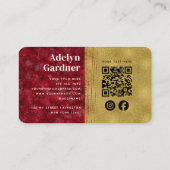 Gold Luxury Ruby Monogram QR Code Social Media Visitenkarte (Rückseite)