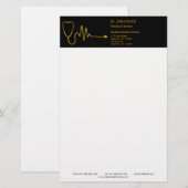Gold Luxury Stethoscope ECG Wave EKG Line Medical Briefpapier (Vorne/Hinten)