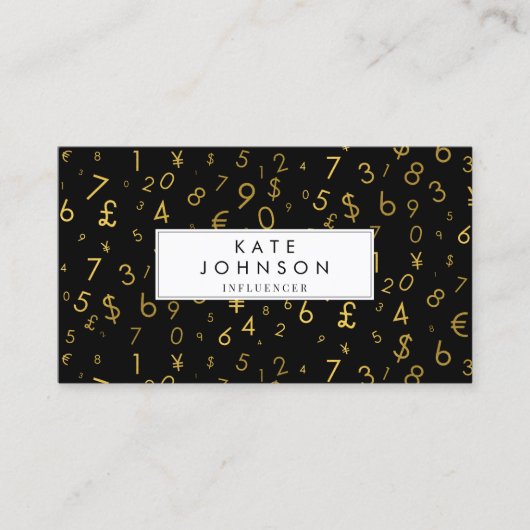 Gold Luxus Anzahl & Währungssymbole Einflussfaktor Visitenkarte (Vorderseite)