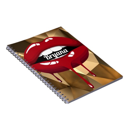 Gold Luxus Beauty Glamour Red Dripping Lips Notizblock (Rechte Seite)
