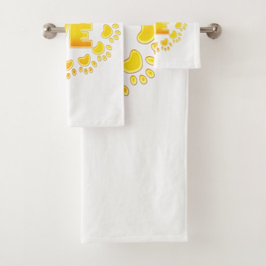 Gold Luxus Dekoration Hund Pfoten glänzend Print w Badhandtuch Set (Insitu)