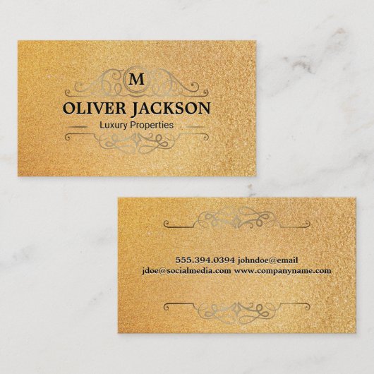 Gold Luxus Elemente | Glitzer Hintergrund Visitenkarte (Vorne/Hinten)