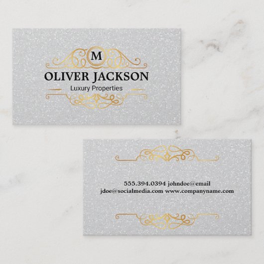 Gold Luxus Elemente | Shimmer Sequin Background Visitenkarte (Vorne/Hinten)