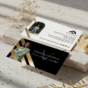 Gold Luxus-Immobilienmakler-Foto-Monogramm Luxe Visitenkarte