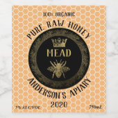 Gold Luxus Mead Queen Honigweine aus Honigweinen Weinetikett (Einzelnes Label)