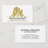 Gold Luxus Real Anwesen Logo Visitenkarte (Vorne/Hinten)