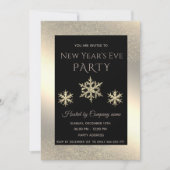 Gold Luxus Schneeflocken Neujahr Party Einladung (Vorderseite)